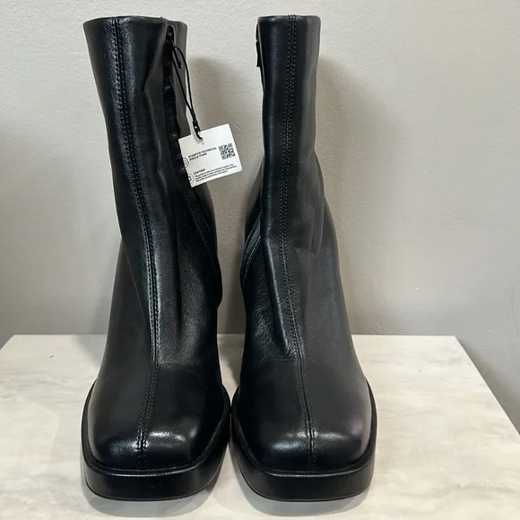 Zara Platform Specification Leather High Heel Ankle Boots Size 41 US 10 - Picture 8 of 13